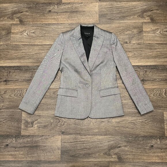 Lafayette 148 New York Virgin Wool One-Button Blazer Gray Size 4 - Picture 2 of 7